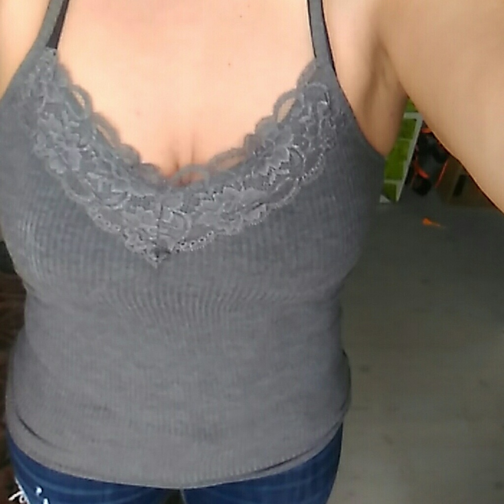 Bundle of 3 new ribbed lace tanks, pink, white, gr